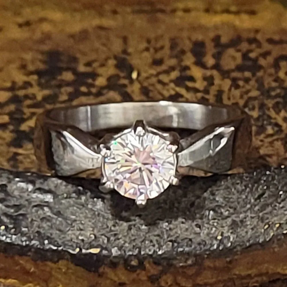 Women's Silver Solitaire Wedding Ring - Pinky Promise ring - Girls Wedding Ring